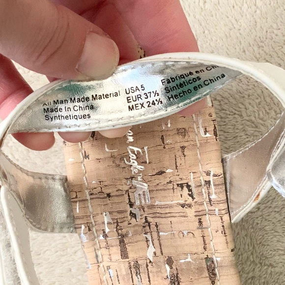 American Eagle AE By Payless White Low Wedge Strappy Sandals - Picture 5 of 6